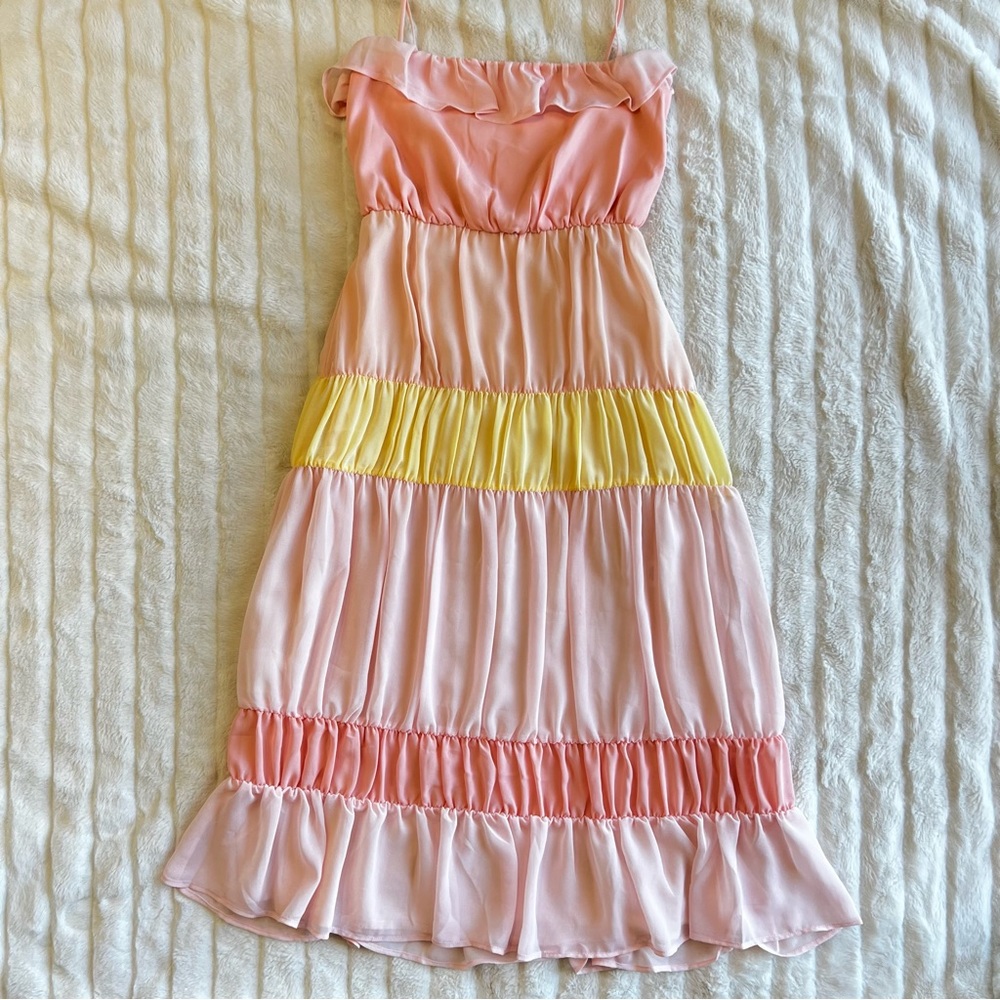 LOVERS + FRIENDS pastel pink Acer tiered ruffle midi dress - Picture 6 of 10
